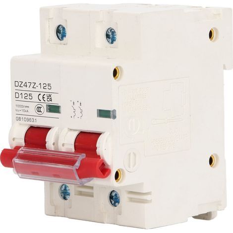 Gleichstrom-Leistungsschalter mit Kurzschlussschutz für PV-Anlagen (2-polig, 1000 V, 125 A, roter Schalter) (1/5)