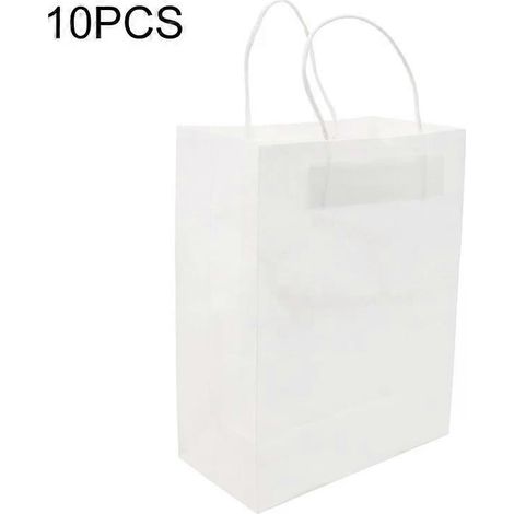 Sacs en papier kraft - Lot de 10 élégants sacs blancs avec poignées pour fêtes (1/5)