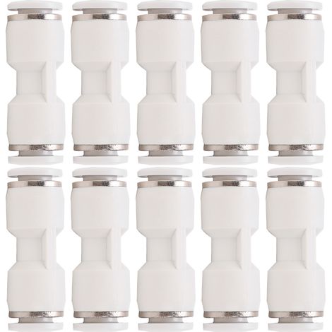 10 raccords droits rapides pour tube pneumatique, connecteurs à poussoir en PU blanc, diamètre 4 mm, pour tuyau d'air comprimé (1/5)