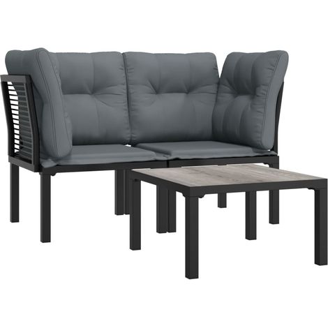 Mobili da giardino mobili da esterno set di mobili 3 pezzi in resina intrecciata nera e grigia 020016061