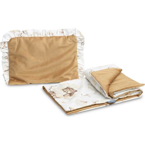 Ensemble poussette en velours à volants SEN beige (1/4)