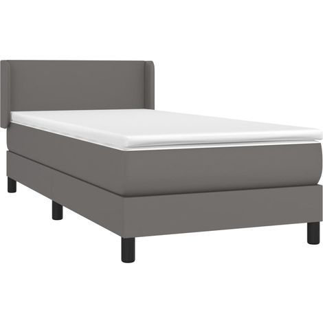 Sommier à lattes de lit avec matelas Gris 80x200 cm Similicuir vidaXL (1/5)