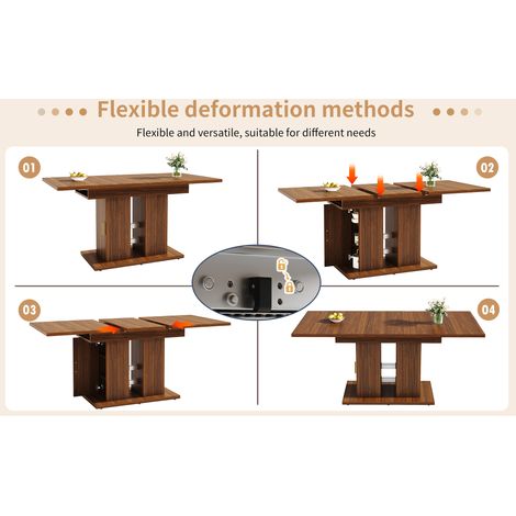 Tavolo da pranzo allungabile 120/160x80x75 cm in MDF e metallo marrone – MEUBLIV (1/5)