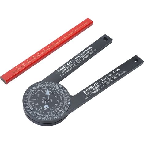 Rapporteur d'angle 360° portable pour menuiserie, mesure précise de coupes d'onglet avec rotation libre et taille compacte. (1/5)