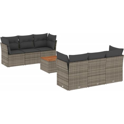 Maison Exclusive - 7-tlg. Garten-Sofagarnitur mit Kissen Grau Pol (1/3)