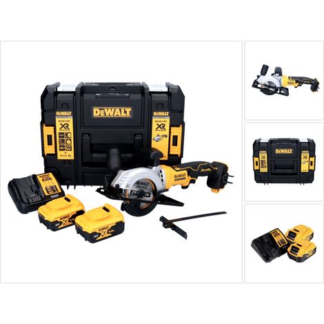 DeWalt DCS 571 P2 Scie circulaire à main sans fil 18 V 115 mm Brushless + 2x batterie 5,0 Ah + chargeur + TSTAK