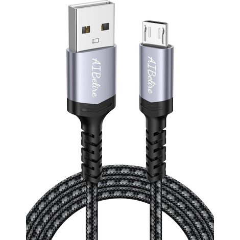 Câble Micro USB 3M Chargeur Micro USB Nylon Tressé Charge Rapide et Synchro (1/5)