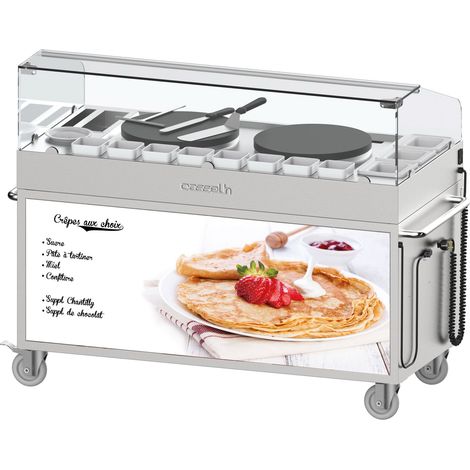 Chariot double crêpière inox (Ø)400 mm, 5400 W, 220 V - MONO