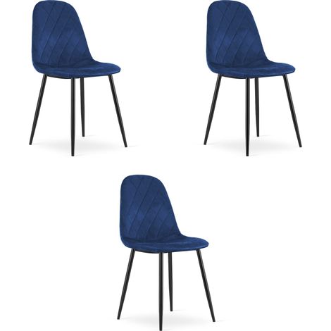 Lotto di 3 sedie Valora DAPI velluto blu navy ergonomiche (1/5)