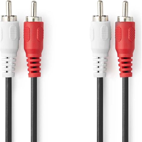 Cable de audio estereo 2x rca hane 2x rca hane niquel plateado 100 metros redondo corto cargado