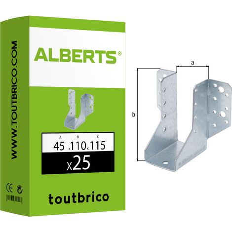 ALBERTS Support de poteau forme U Galvanisé GAH ALBERTS, 110x45 mm (1/3)
