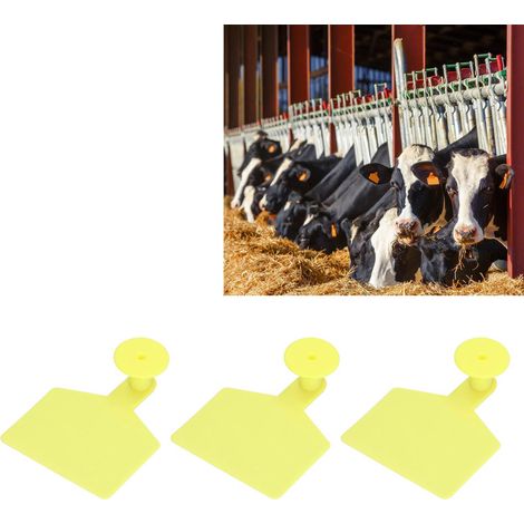 100 Sets/Verkäufer von gewöhnlichen Ohrmarken für Kühe, tierärztlichen Ohrmarken für Kühe, großen gelben Ohrmarken (1/5)