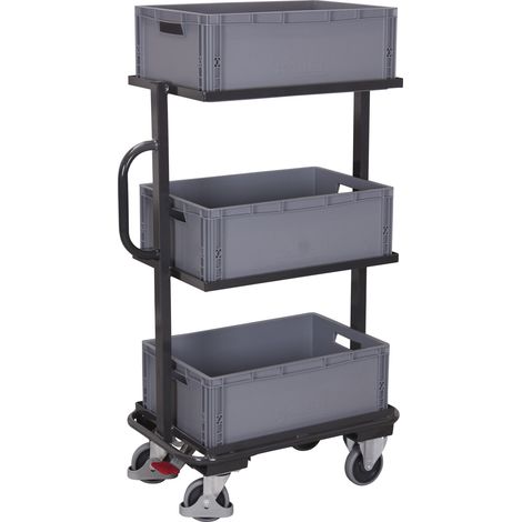 VarioFit Beistellwagen mit 3 Kunststoffkisten RAL 7016 (1/4)