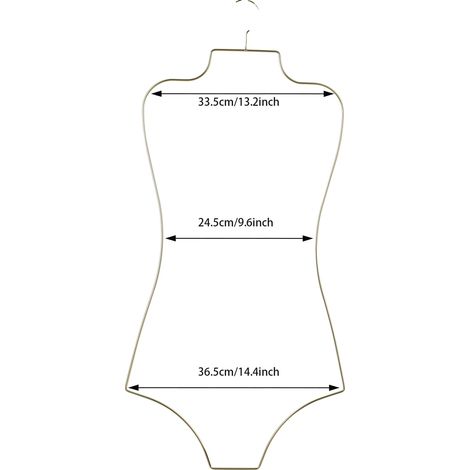 Percha con forma de cuerpo, construcción de metal resistente, diseño elegante, color dorado. (1/2)