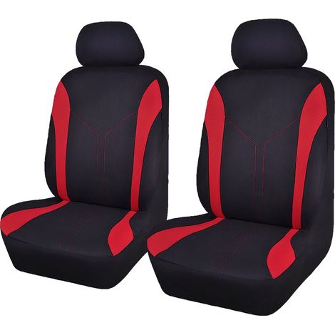 Universal Mode Maille Housses de siège de Voiture (2 Fronts, Noir Rouge)