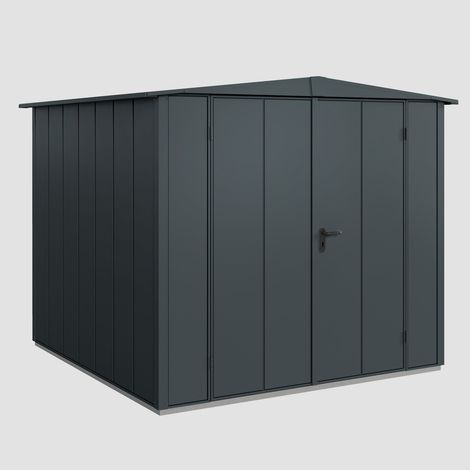 Hörmann Ecostar Metall-Gerätehaus Elegant mit Satteldach Typ 2, 238 x 238 cm, anthrazitgrau, 5,7 m², 2-flüglige Tür
