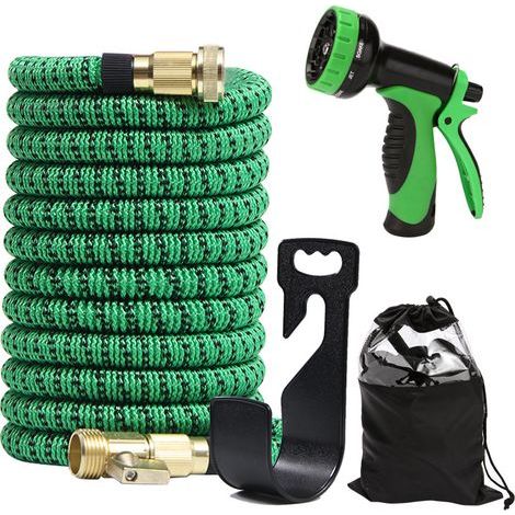 Tubo da giardino estensibile con staffa, connettore resistente, con borsa per il trasporto (verde) (1/4)