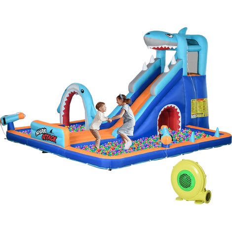 Château Gonflable avec Gonfiatore, Toboggan, Piscine, Mur d'Escalade pour Enfants 3-8 Ans