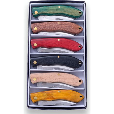 Kit de couteaux de 6 pièces de différentes couleurs de la marque Joker, lame de 6 cm, caches en bois, JKR498