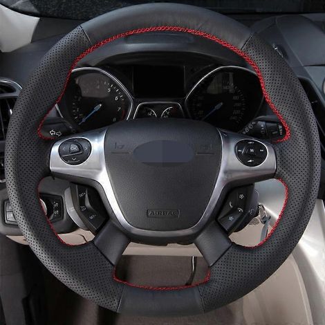 Housse de volant en similicuir souple noir à monter soi-même pour Ford Focus 3 (2012-2014), C-MAX (2011-2014) et KUGA Escape (2013-2016)
