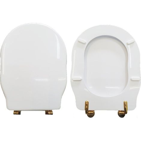 Copriwater Windsor Cielo legno rivestito in resina poliestere bianco cerniere oro (1/4)