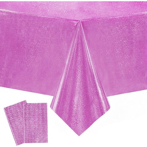 Glitzer Tischdecke 2 Stück 137x274 cm Rosa Wasserdicht für Party Geburtstag Outdoor