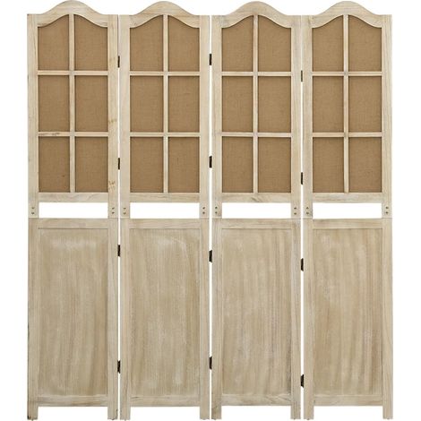 Divisorio Ambienti Divider per stanze Paravento a 4 Pannelli Marrone 140x165 cm in Tessuto (1/3)