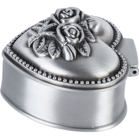 Coffret à Bijoux Métal Vintage Européen Rose 3D Gaufrée Fine Boîte à Trésors Mini Coffret Coeur Décoratif (1/5)