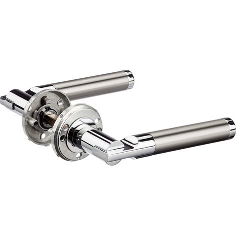 Solid Alpertec 6-R cromo/satinato bicolore in acciaio inox BB per stanza porte pulsante set maniglia porta guarnizioni, 88022300C