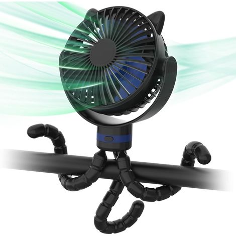 Kinderwagenventilator, tragbarer Ventilator, Tischventilator, wiederaufladbarer 4000-mAh-Mini-Baby-Kühlventilator mit flexiblem Stativ für Kinderbett, Laufband, Autositz (1/5)
