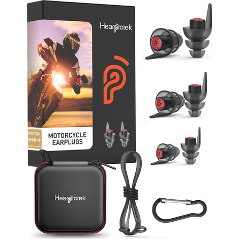 3 Paires Bouchon Oreille Moto,24 dB Bouchon D'oreille Moto s,Isolation Confortable Contre le Bruit du Vent pour Protection Auditive,Cadeaux de course pour les amateurs de moto (1/5)