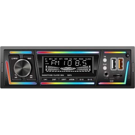 Autoradio Bluetooth avec RDS, port de chargement USB-C, mode lecteur multi-lumière, FM/AM, autoradio 1 DIN avec 2 ports USB/MP3/AUX/carte SD/réglages audio DSP/égaliseur (1/4)