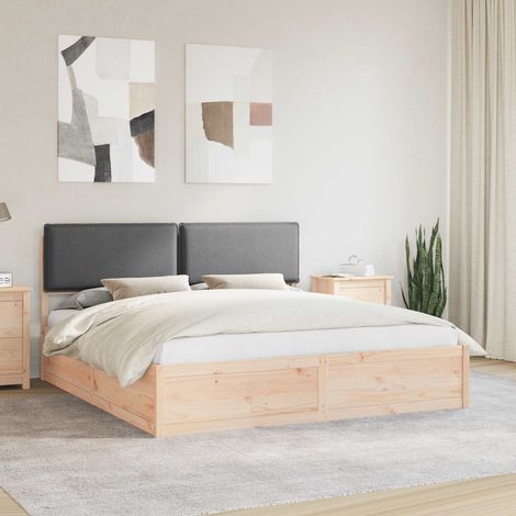 vidaXL Bettgestell mit gepolstertem Kopfteil Dunkelgrau 200 x 200 cm (1/5)