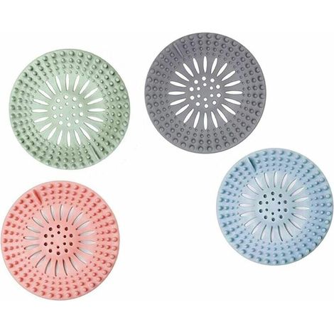 4 bouchons en silicone anti-cheveux, 13,3 x 13,3 cm, pour évier, filtre et bonde de cuisine, faciles à nettoyer (1/5)