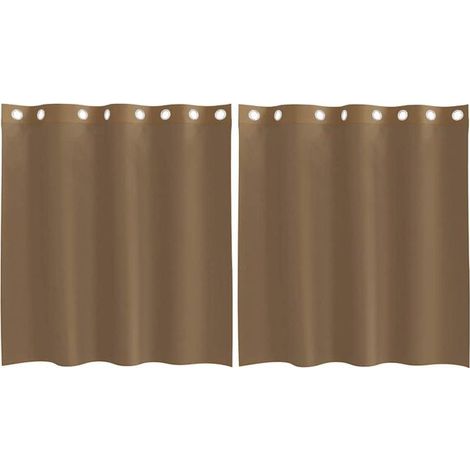 Rideaux transparents marron clair, à œillets, deux pièces par boîte.