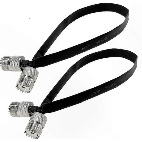 Lot de 2 câbles coaxiaux RF plats de 20 cm pour passage de fenêtre/porte, connecteurs SO239 UHF femelle-mâle femelle. (1/5)