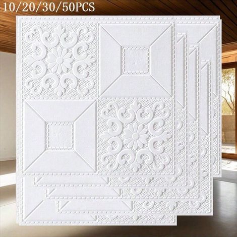 10 Autocollants Muraux 3D Auto-Adhésifs de 35 x 35cm, Papier Peint en Mousse Thème Tournesol, Résistant à l'Eau et Anti-Moisissure, pour Salon et Chambre (1/5)