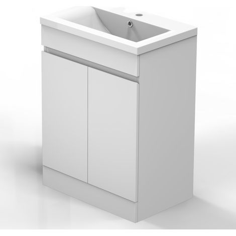 Biubiuabth Freestanding 600mm Bathroom Vanity Unit with Basin Sink Cabinet 2 Doors (1/4)