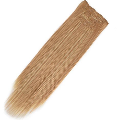 6 mèches de cheveux à clip extensions longues raides quotidiennes, fibre haute température soie mate 16.27H613 coiffure naturelle (1/5)