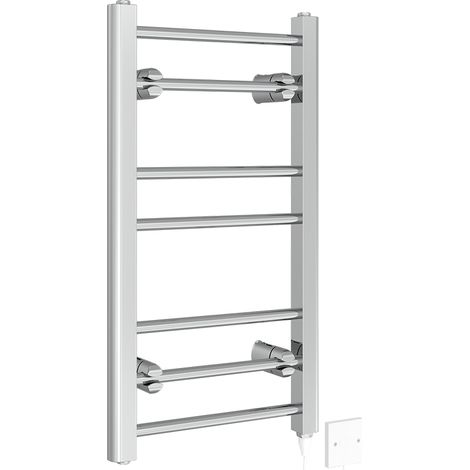 Prefilled Straight Electric Heated Towel Manual Warmer Radiator Rad 700x400mm Chrome 100W (1/5)