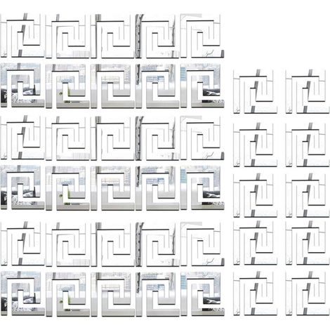 3D-Spiegel-Wandaufkleber, abnehmbar, selbstklebend, Acryl-Fliesen-Aufkleber, Kunst, DIY-Dekoration, Büro, Zuhause, Wand, Fußlinie, Tapetenränder, Sockellinie (Silber, 40)