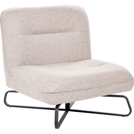 Sillón de tela con asiento ancho sin brazos decorativo base de metal beige Lindal