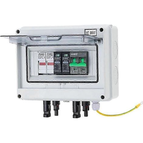 Boîtier de jonction photovoltaïque solaire, 1 entrée, 1 sortie, 600 V CC, avec protection contre la foudre, fusible 32 A, disjoncteur miniature, parafoudre, étanche IP65 LFWHBYV (1/4)