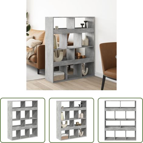 vidaXL Étagère décorative - Cloison de séparation gris béton bois d'ingénierie (1/5)