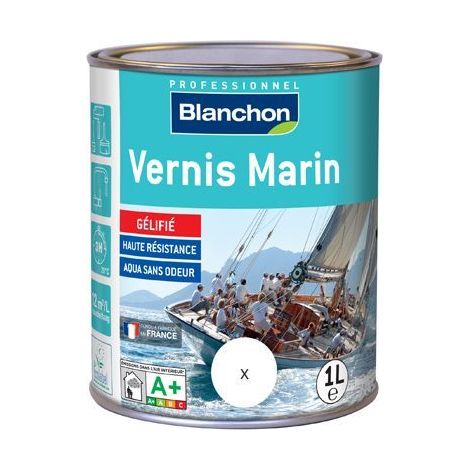 Blanchon – Vernis marin incolore mat 1L – Pour bois dur et teck – Résistant aux intempéries – Application intérieure et extérieure