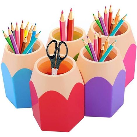 Set mit 5 verschiedenfarbigen Stiftehaltern, Stifteetui, Make-up-Pinselhalter, Schreibtisch-Organizer (1/5)