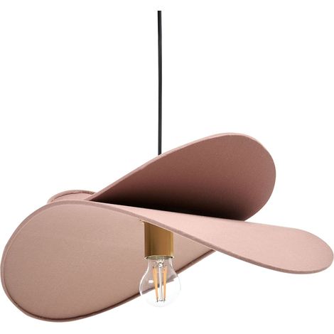 Lampada a sospensione moderna con paralume in tessuto di lino e lampadina a vista colore marrone modello Mascota (1/5)