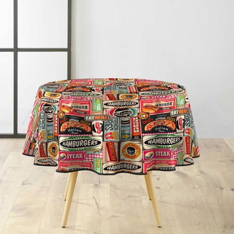 Nappe Toile Cirée Ronde "Americano" 160cm Multicolore (1/4)