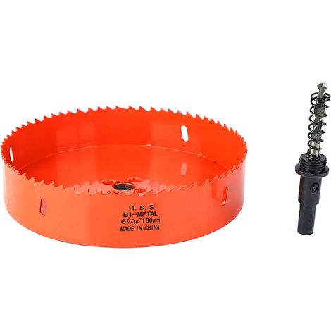 150 Mm-180 Mm Bi Metal Hole Saw Bit de Coupe de Trous de Travail du Bois pour Feuille de Métal Plastique en Bois avec Lame aiguë et le Retrait de la Puce (160 millimètres) (1/5)