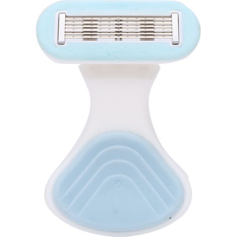 Mini kit de rasage de voyage pour femme, 6 lames, kit de rasage portable avec manche pliable antidérapant, 3 recharges, bleu (1/5)